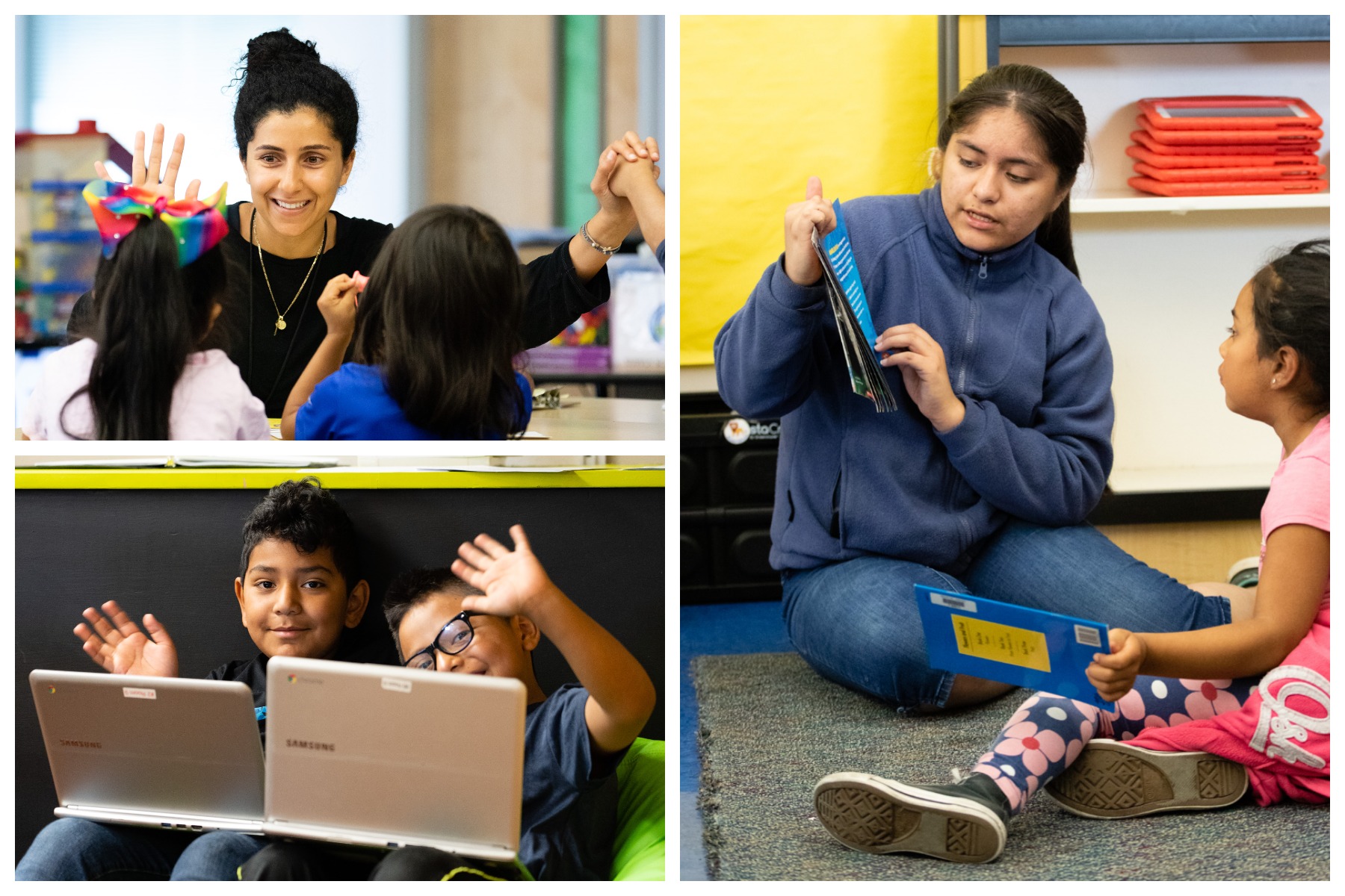 Click to view larger Migrant Education Program summer school three-photo collage.